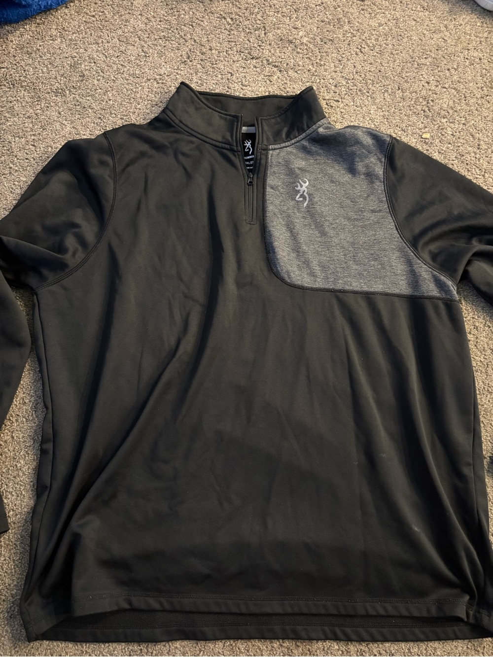Browning Black Quarter-Zip Pullover with Gray Chest Accent